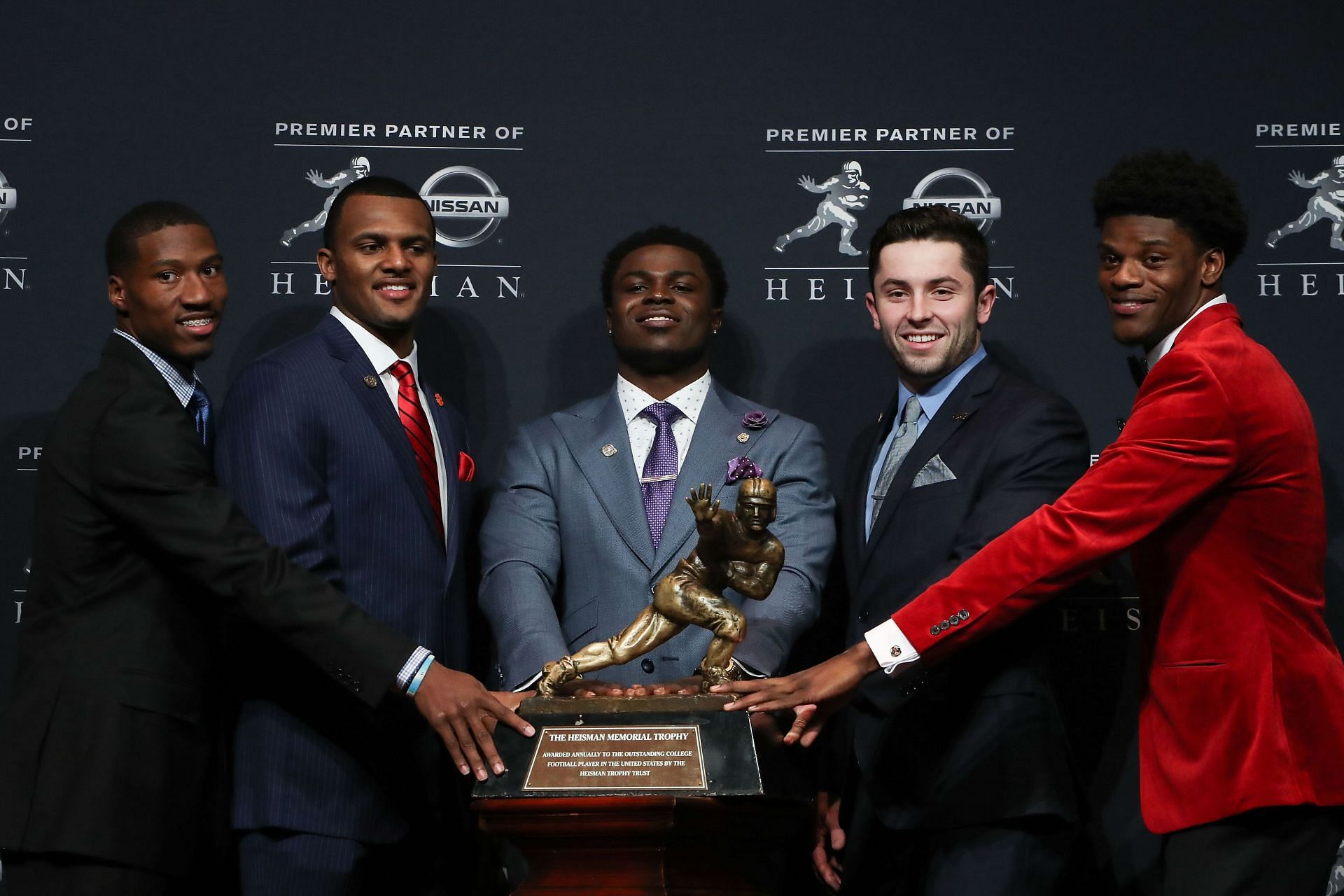 2016 Heisman Ceremony with Deshaun Watson (second from left) and Baker Mayfield (second from right)