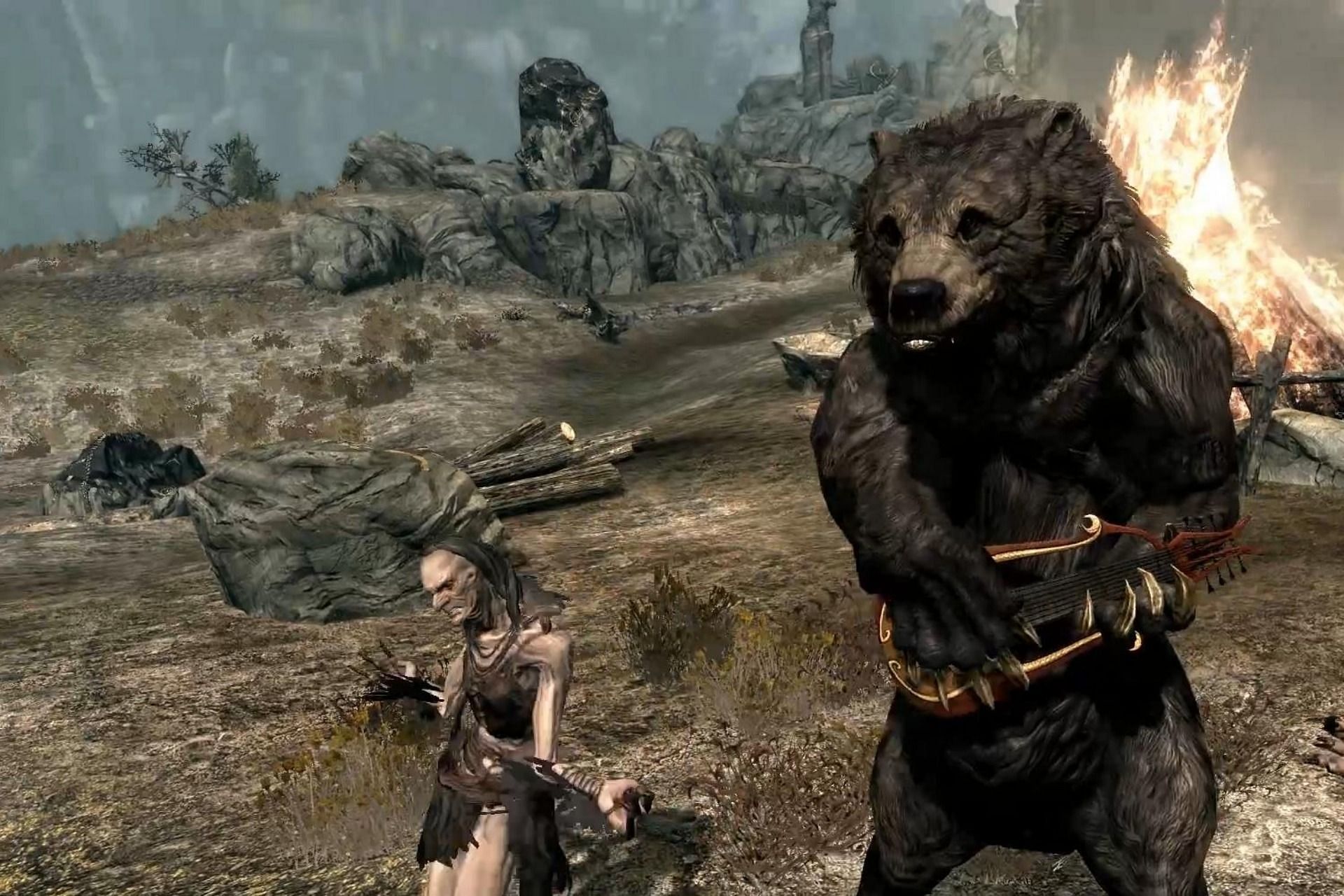 Bears of Skyrim are a prime target for spoof mods, including one that adds an autotune filter to their voice (Image via Steam Workshop)