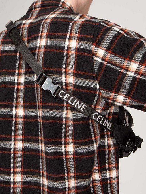Celine, Bags, Celine Logo Trekking Messenger Bag Nylon Medium Black