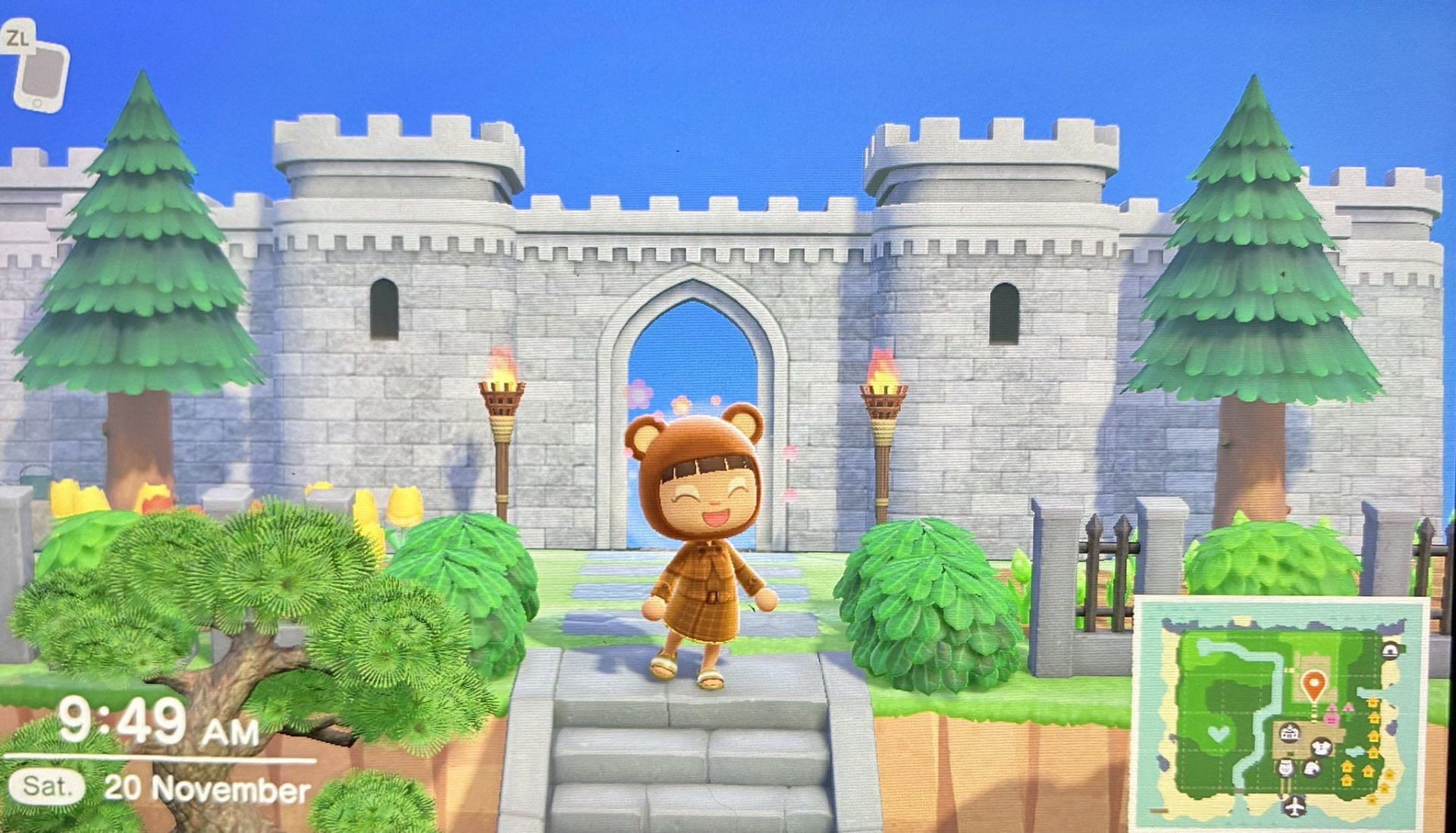 Possibilities become endless as Animal Crossing players discover they can place items on castle towers (Image via Sregion/Twitter)