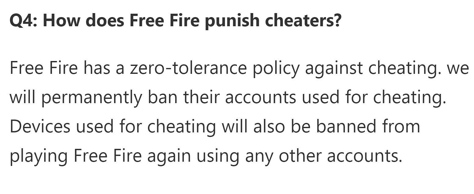 Here is a snippet from the official Anti-Hack FAQ of the game (Image via Garena)
