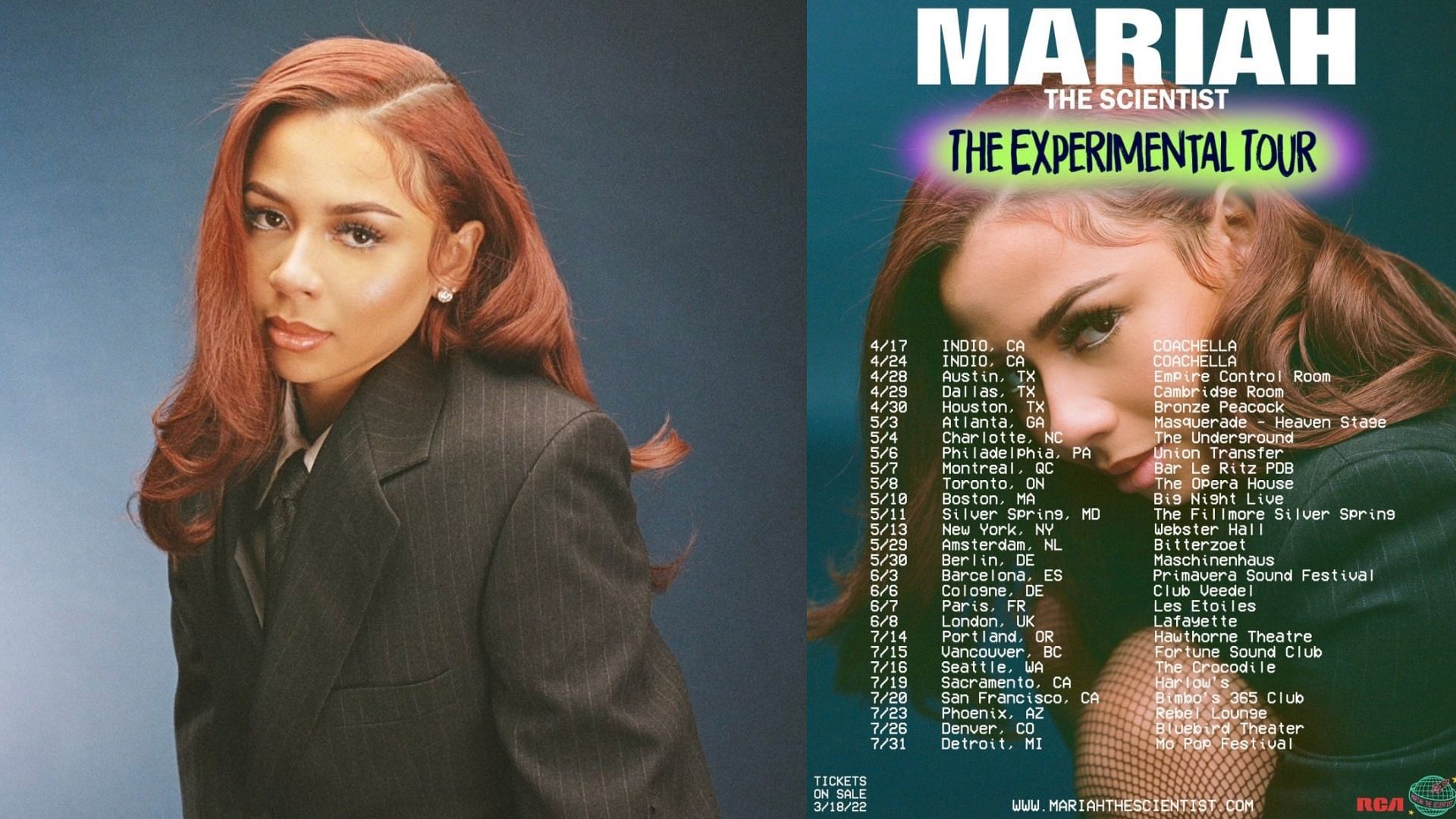 American singer-songwriter Mariah Buckles, also known as Mariah the Scientist, has announced &#039;The Experimental Tour,&#039; slated for May 13. (Image via Twitter / @Mariah The Scientist)