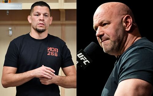 Nate Diaz (left); Dana White (right)