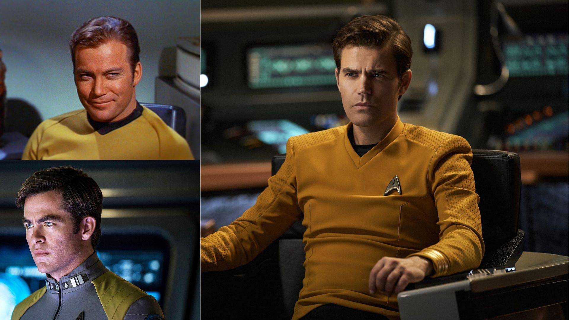 Actors who have played the role of Captain Kirk in the Star Trek franchise over the years (Image via @paramountplus, @StarTrekModels/Twitter, @cosmic_tangerines/Instagram)