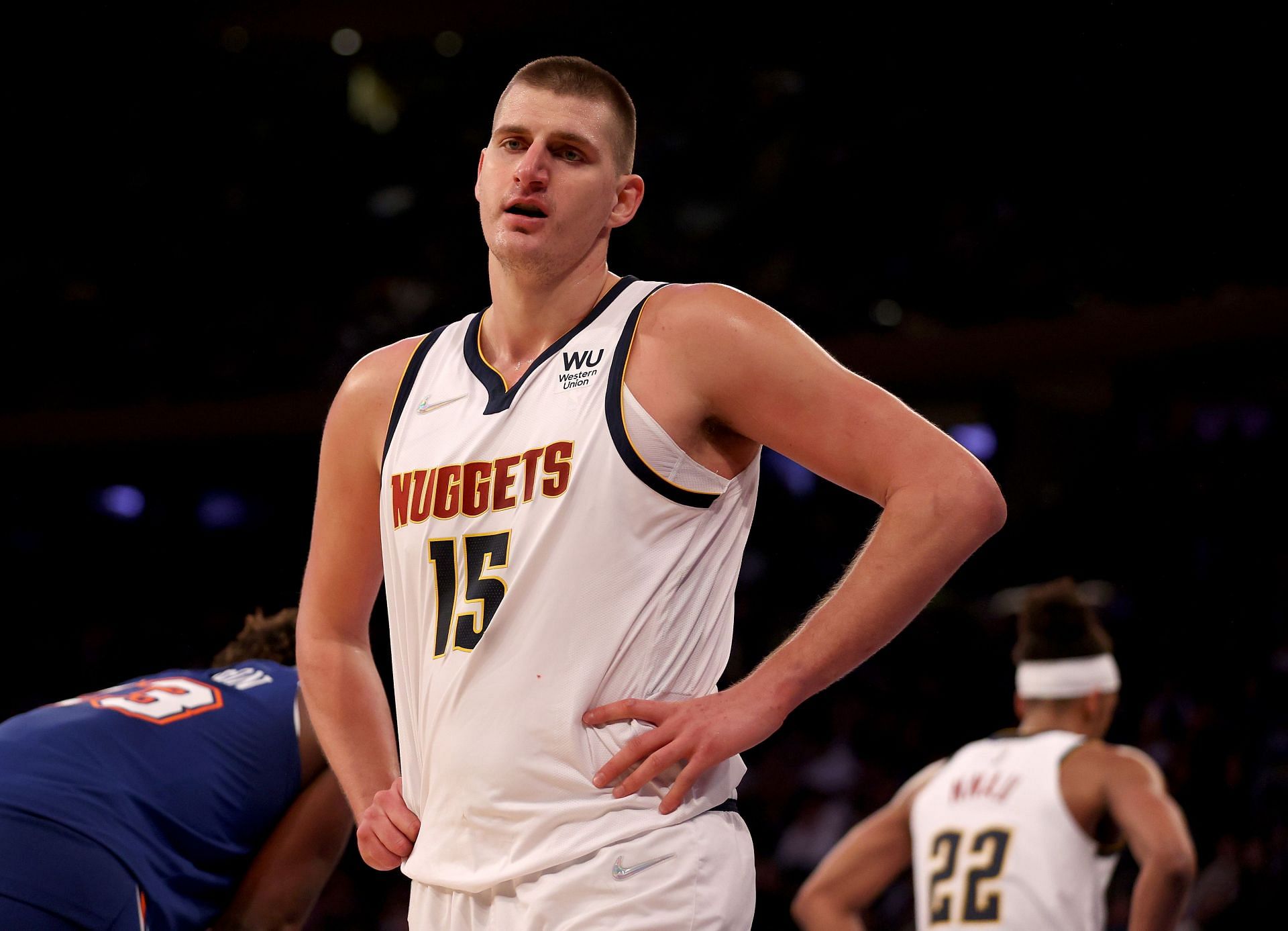 Nikola Jokic of the Denver Nuggets against the New York Knicks