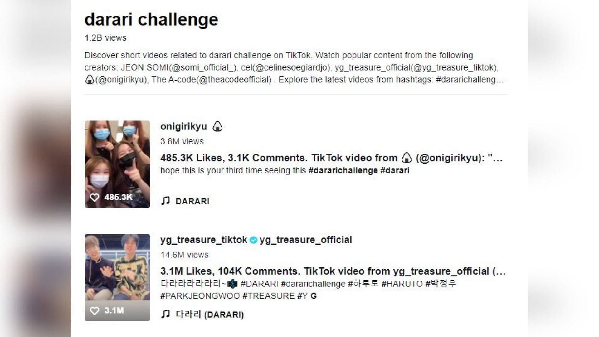 Darari Challenge on TikTok (Screenshot via TikTop)