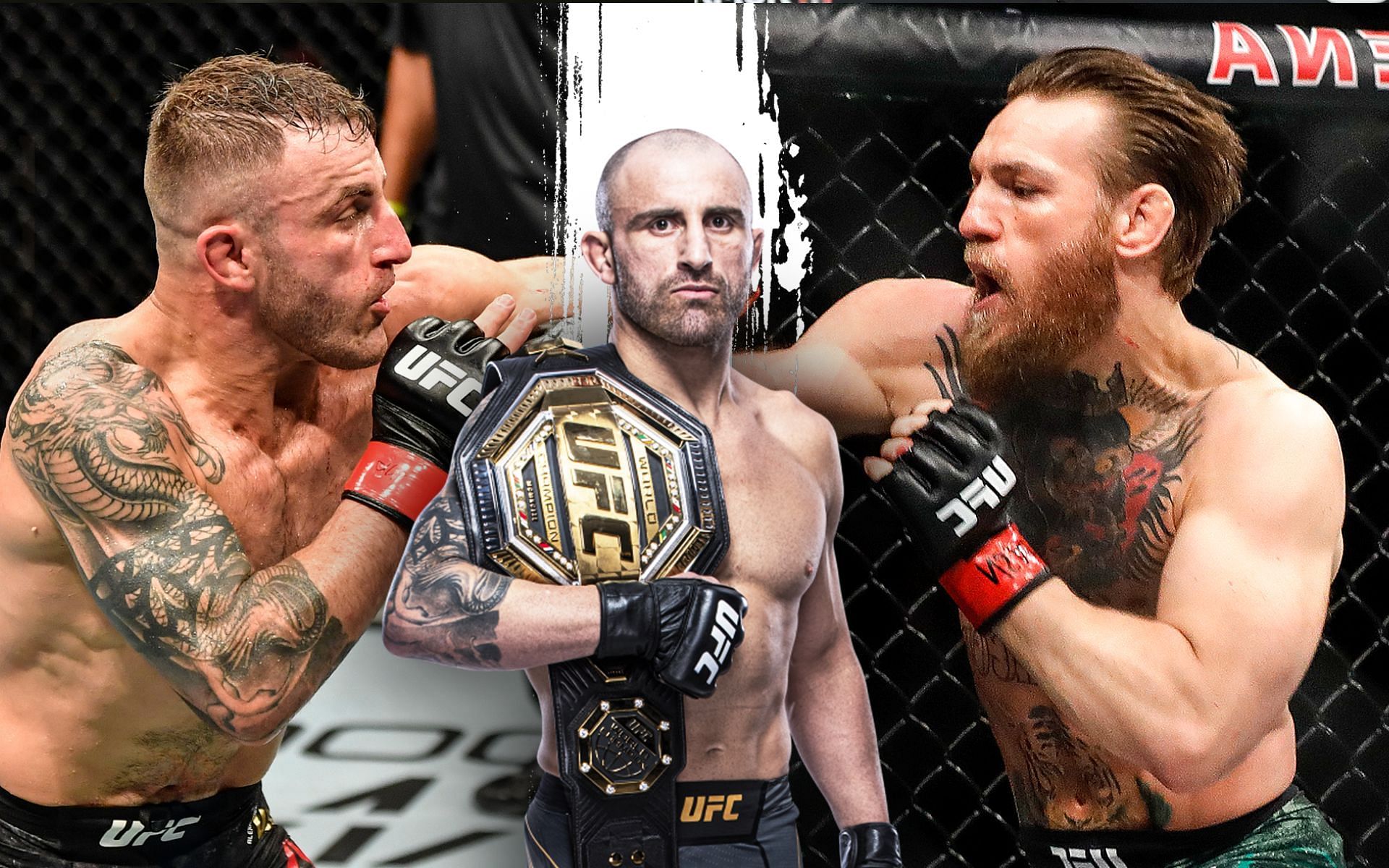 Alexander Volkanovski is eyeing a super fight with Conor McGregor [Center Image credit - ufc.com; other images - Getty]