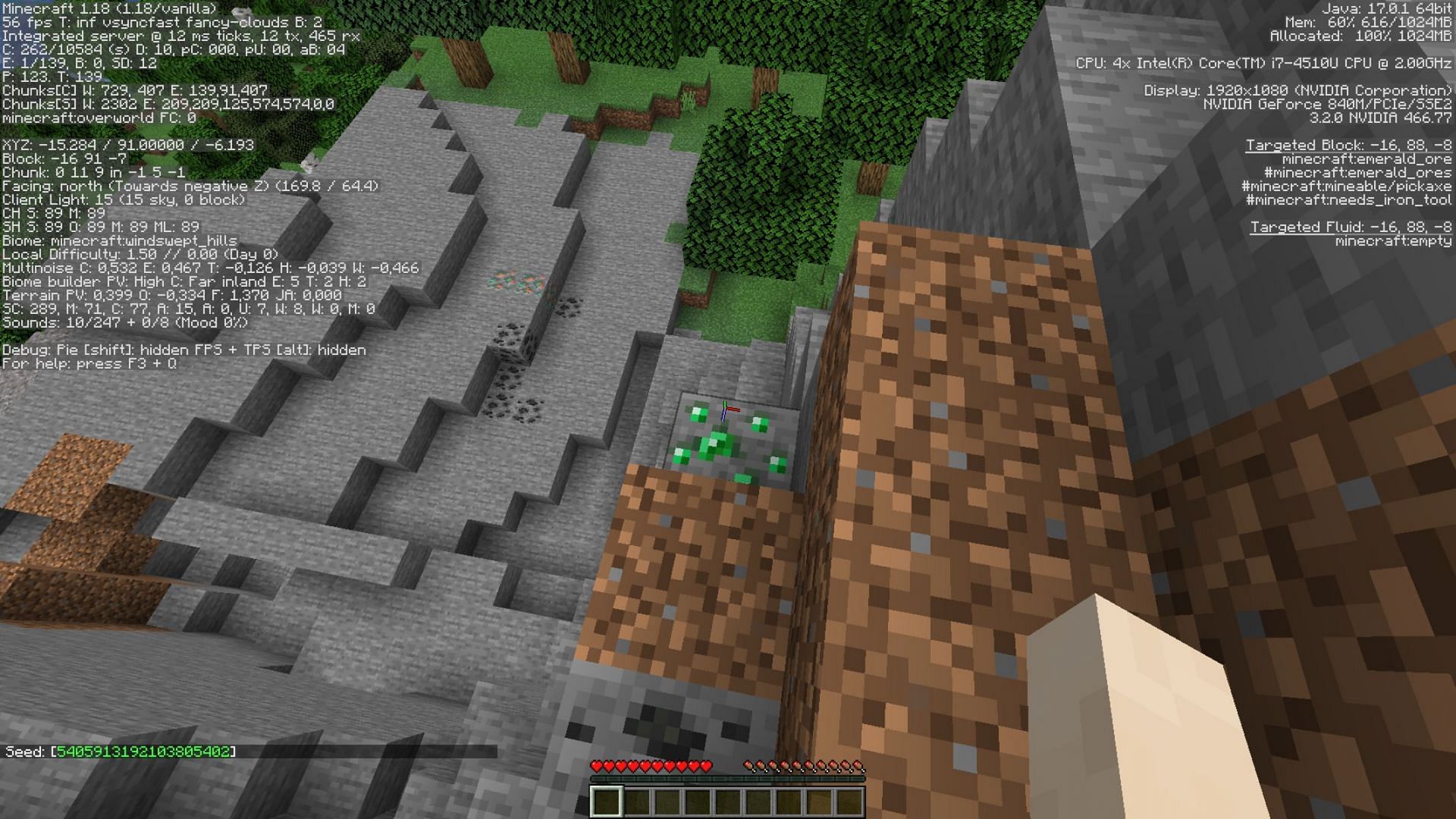 Surface ores are easier to spot with spyglasses (Image via PlayMax/Minecraftforum.net)