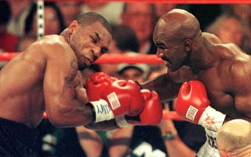 Mike Tyson (left) and Evander Holyfield (right)