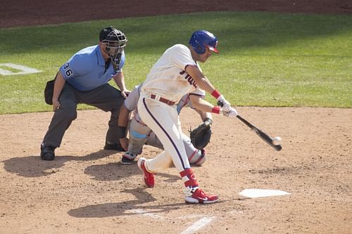 Adam Haseley scoring a hit for his former team