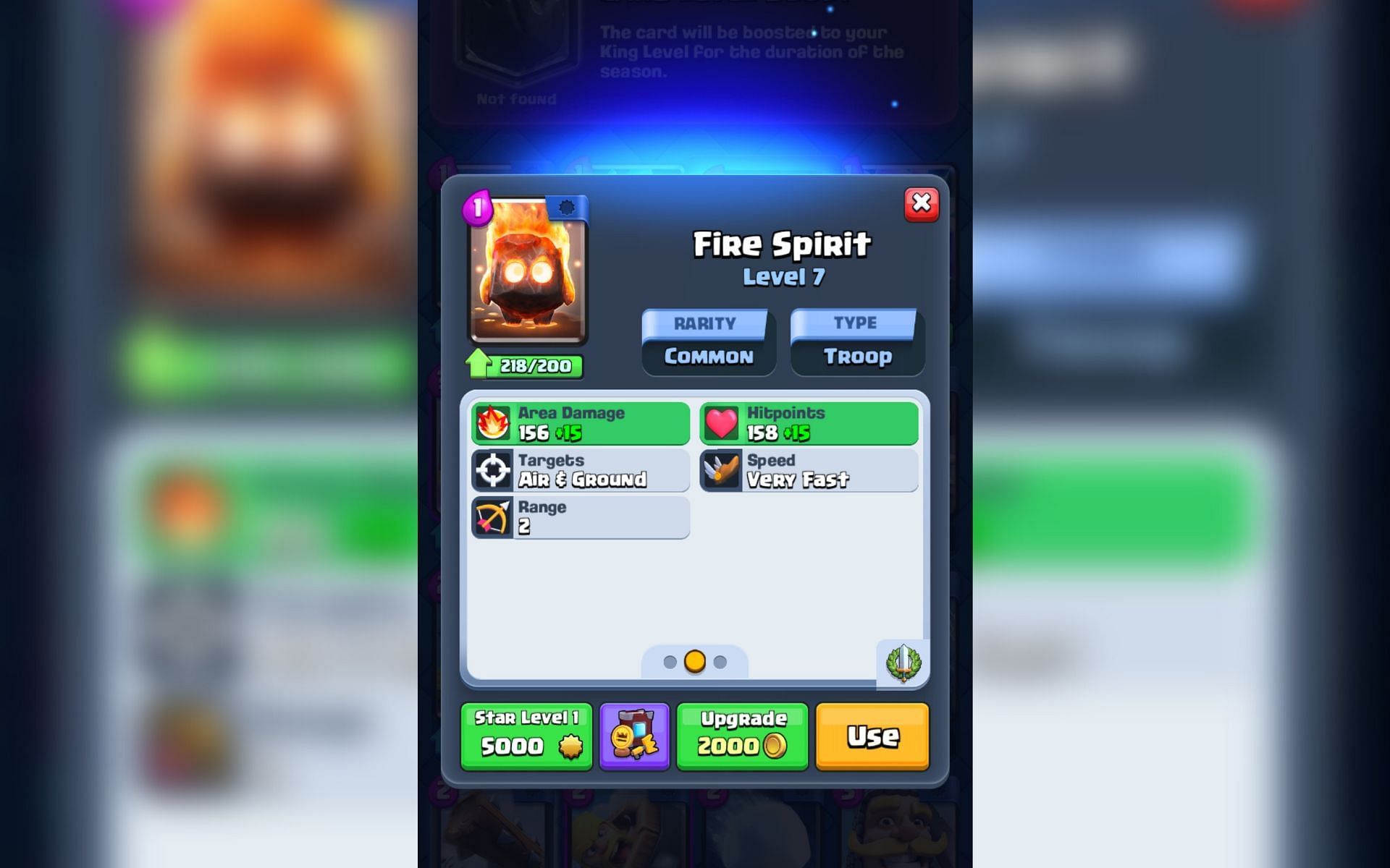 The Fire Spirit card in Clash Royale (Image via Sportskeeda)