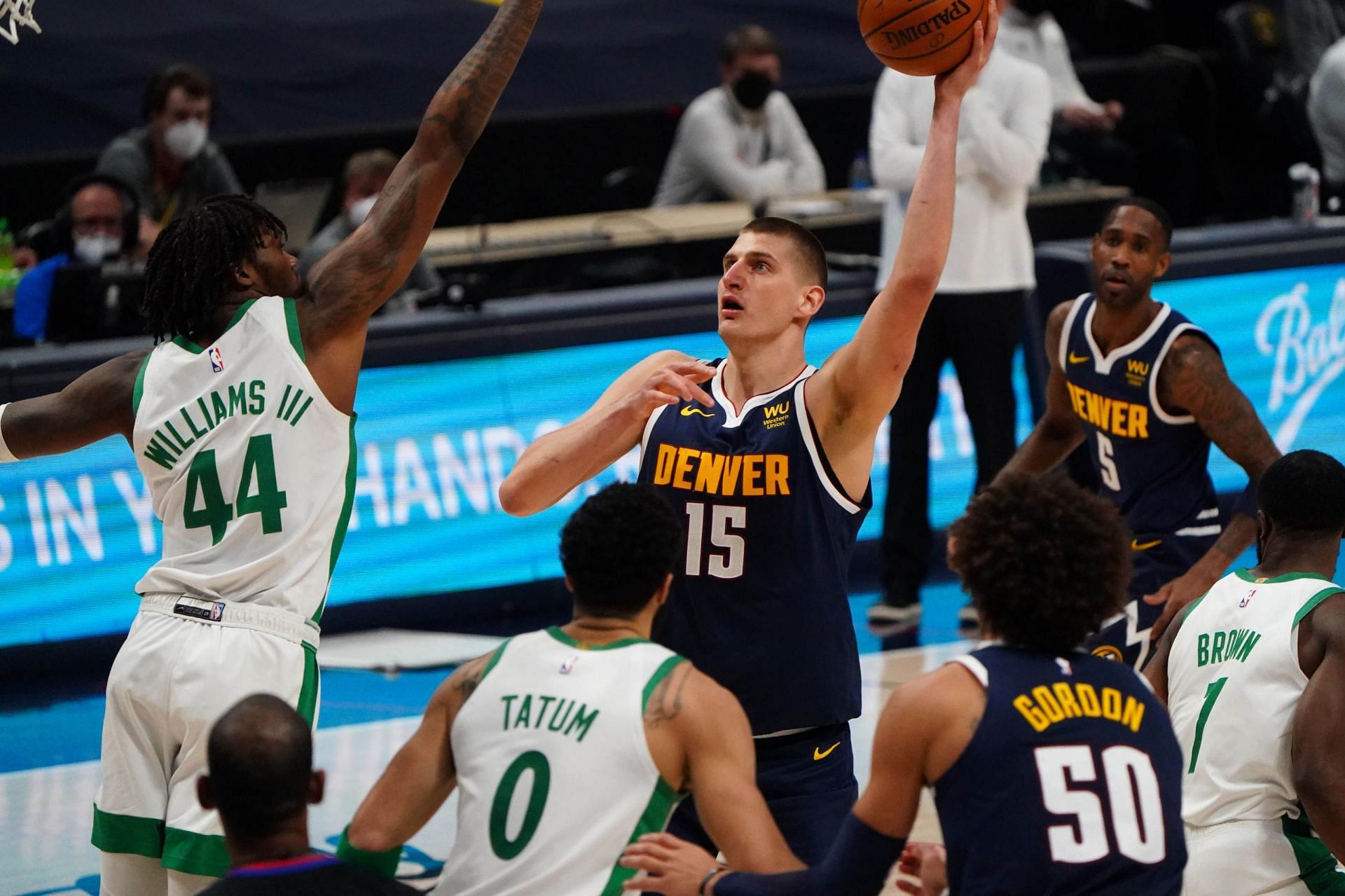 Nikola Jokic and the Nuggets were unable to solve the Boston Celtics&#039; defensive schemes in the loss on Sunday. [Photo: Nugg Love]