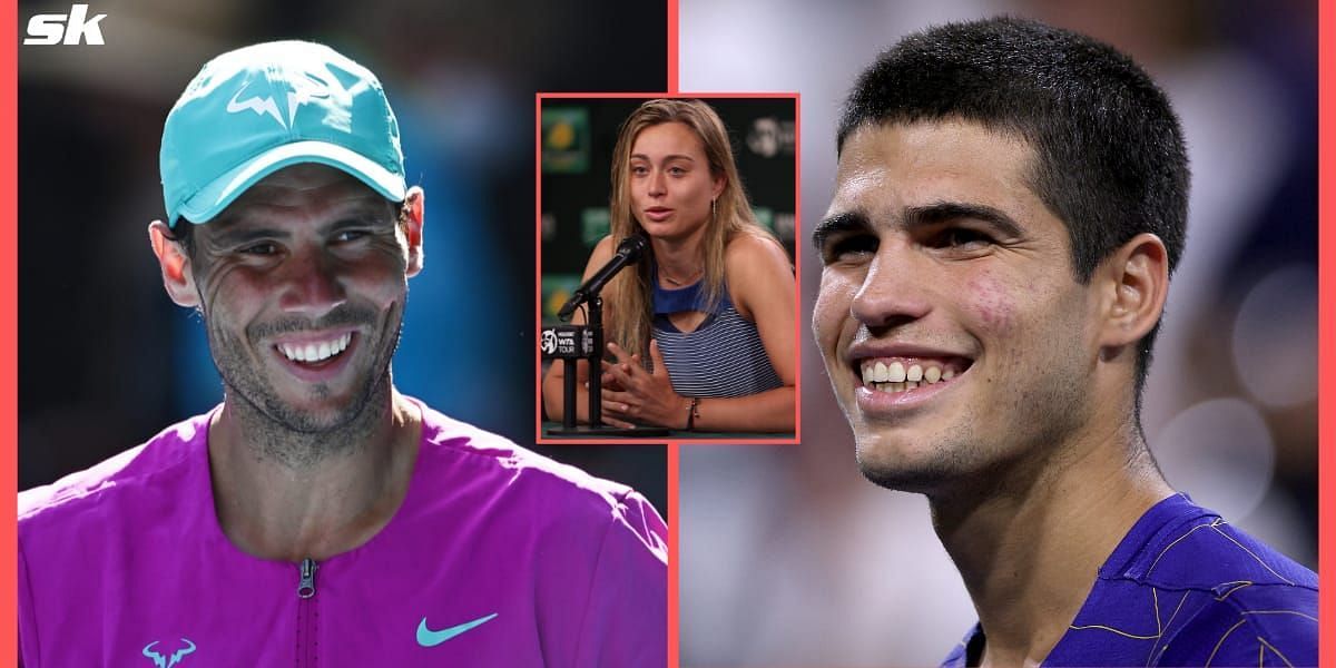 Paula Badosa [inset] heaped praise on compatriots Rafael Nadal [left] and Carlos Alcaraz