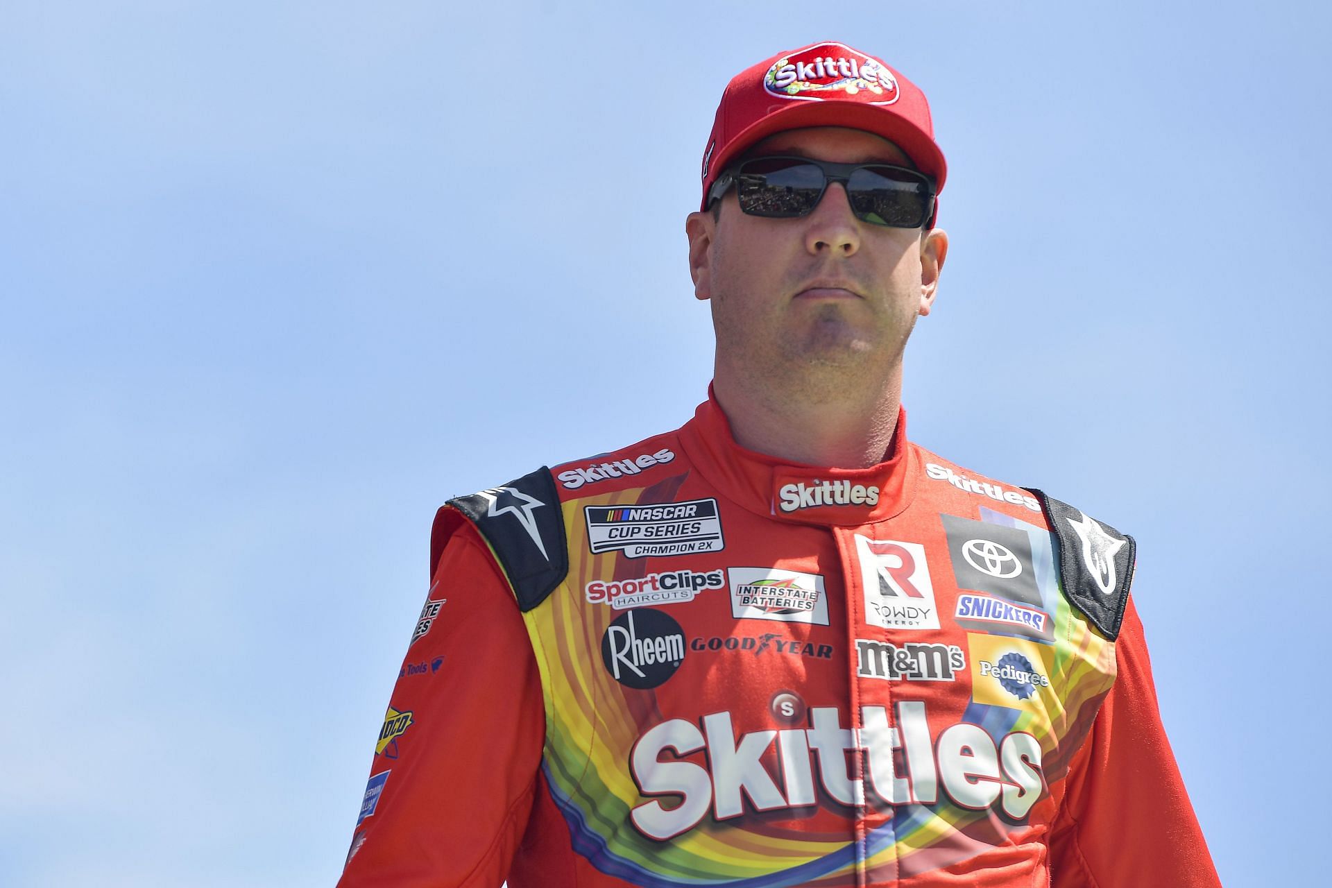 Kyle Busch walks onstage during driver intros prior to the NASCAR Cup Series Echopark Automotive Grand Prix at Circuit of The Americas.