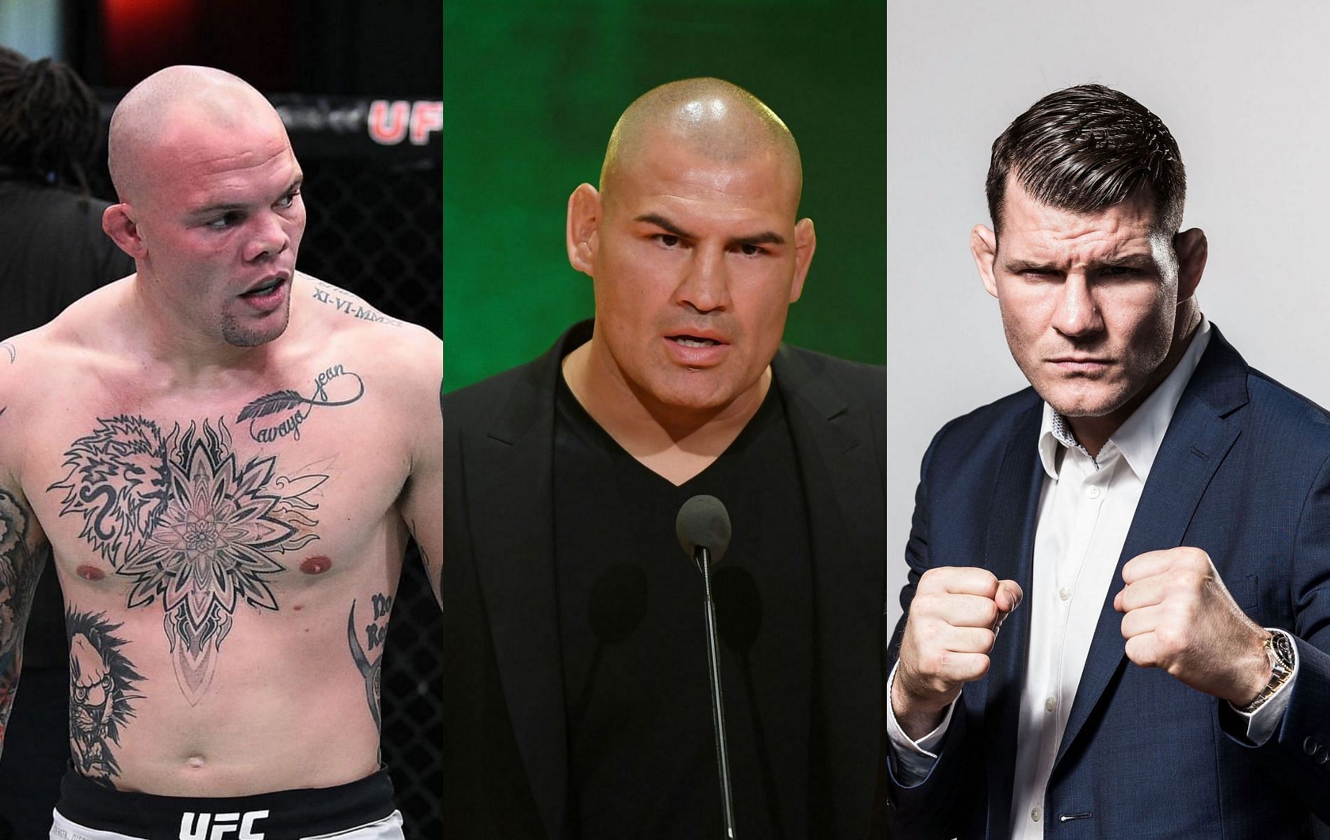 Anthony Smith (left), Cain Velasquez (center) &amp; Michael Bisping (right)