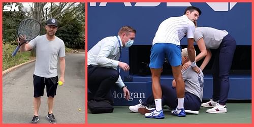 Andy Roddick [left] uploaded a video of him showing players how to smash rackets and balls.