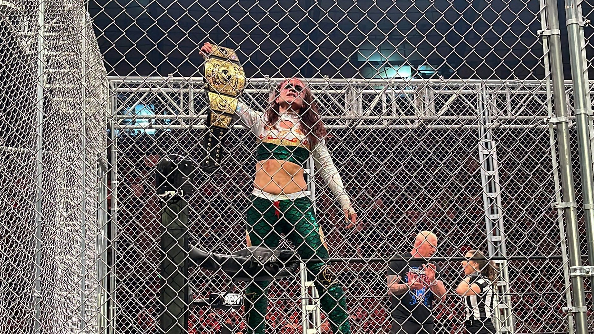 Thunder Rosa following the AEW Women&#039;s World Championship Steel Cage Match on AEW Dynamite
