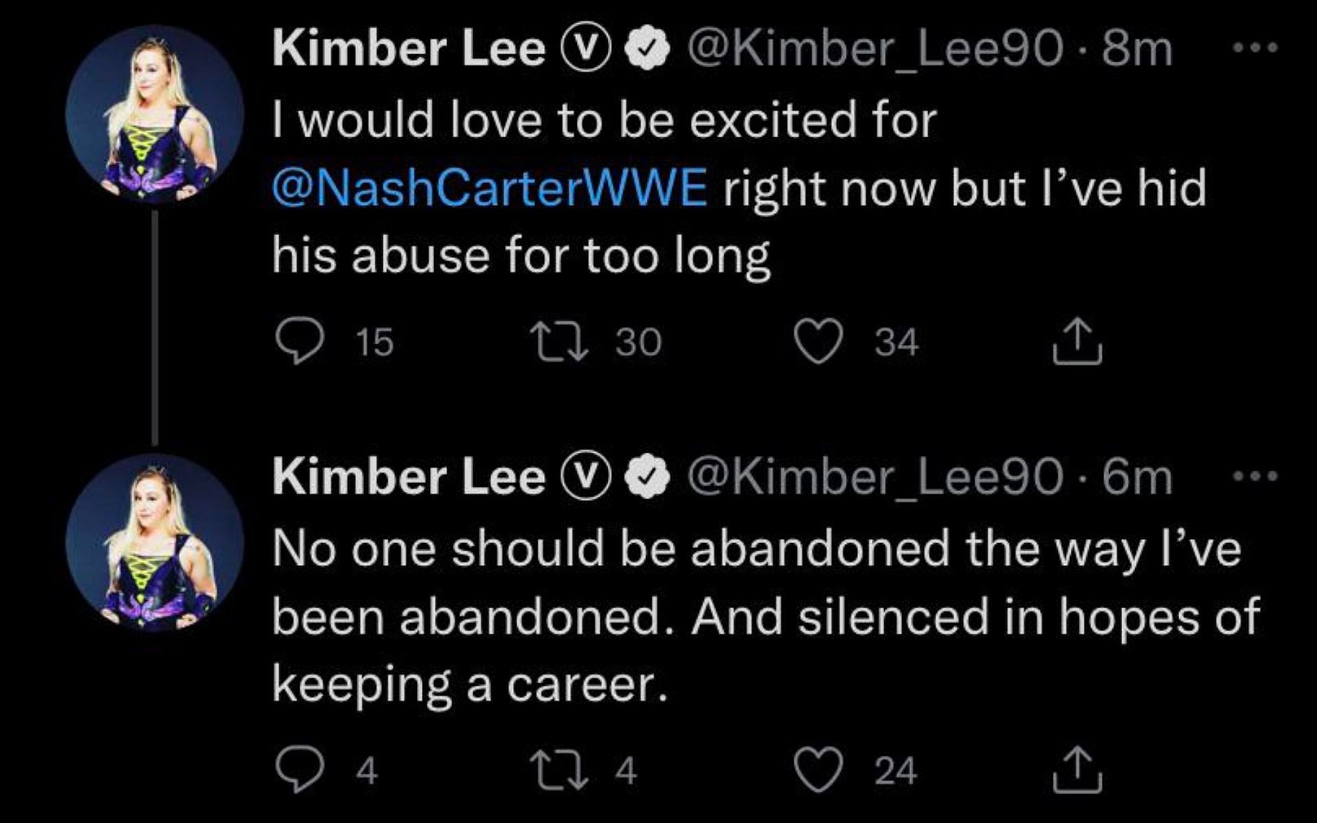 Kimber Lee leveled serious accusations towards Nash Carter in a couple of tweets