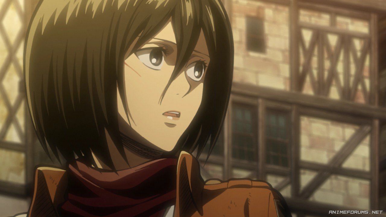 Mikasa as seen in the anime (Image via Wit Studios)