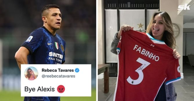 Fabinho’s wife reacts angrily to Alexis Sanchez’s sending off in Liverpool vs Inter Milan