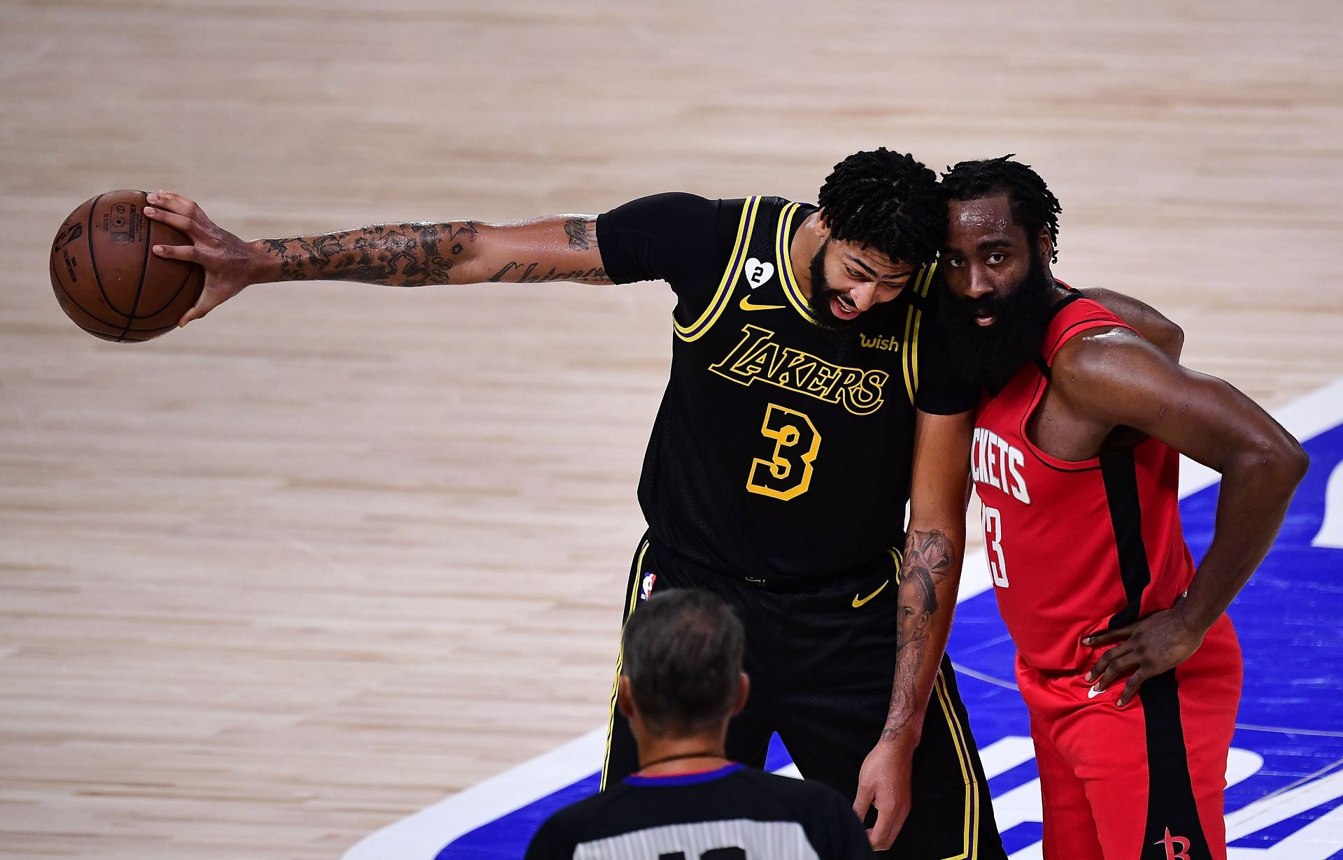 Anthony Davis of the LA Lakers and James Harden of the Houston Rockets