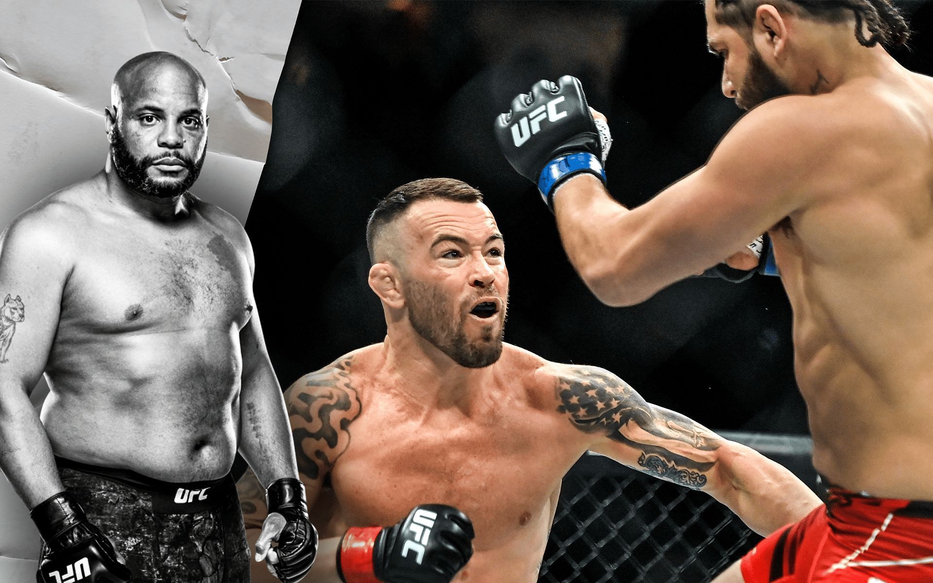Daniel Cormier (left) and Colby Covington vs. Jorge Masvidal at UFC 272 (right) [Images via UFC.com and Getty]