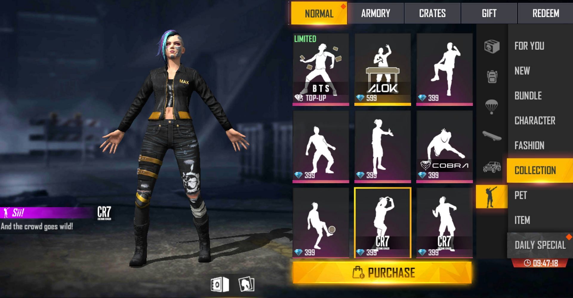 Sii emote in Free Fire MAX (Image via Garena)