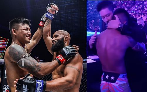 ONE Championship CEO Chatri Sityodtong consoles Rodtang Jitmuangnon (right) following his loss to Demetrious Johnson at ONE X. [Photos: ONE Championship]