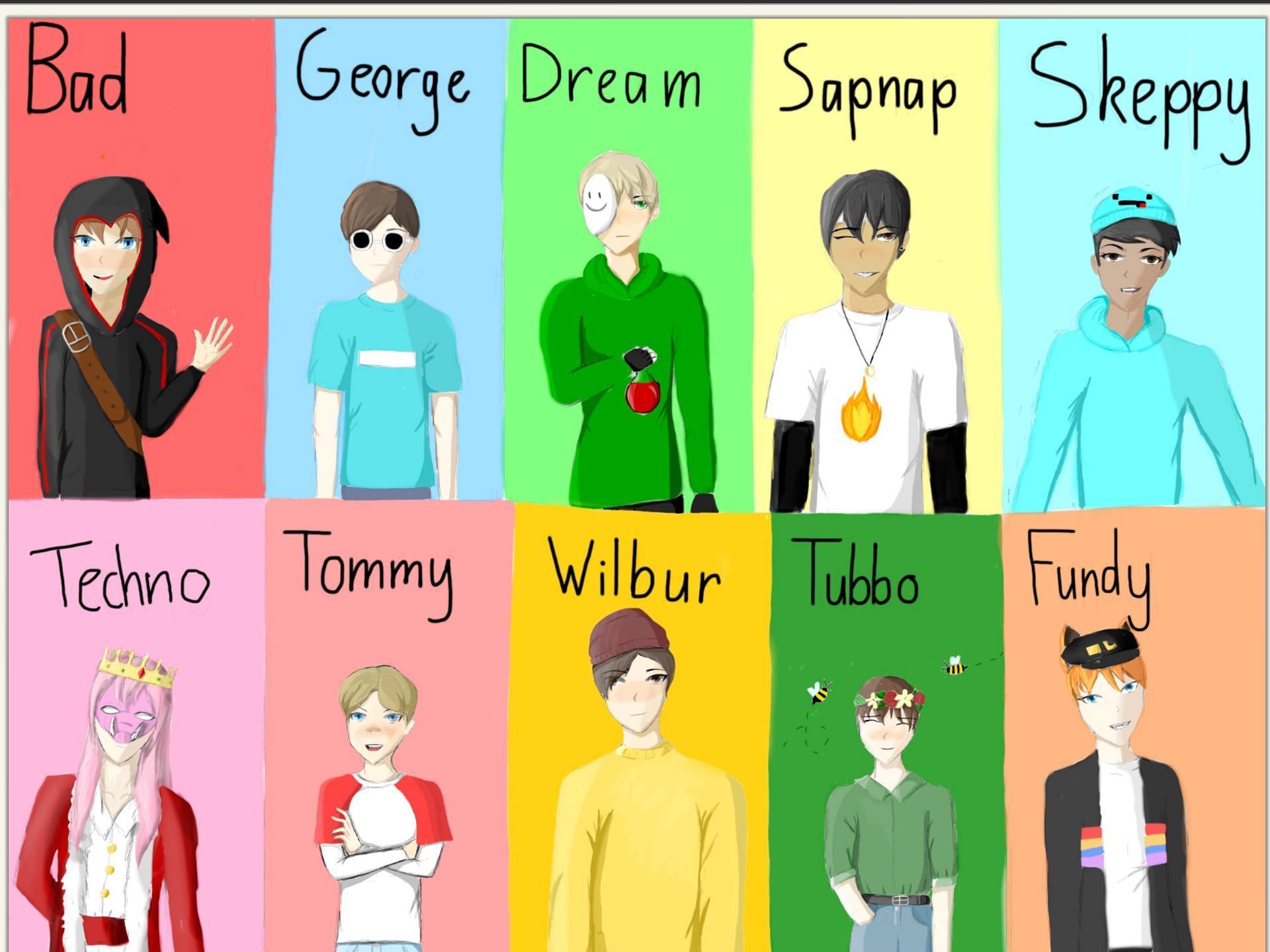 Fan art of the Dream SMP members (Image via Wattpad)