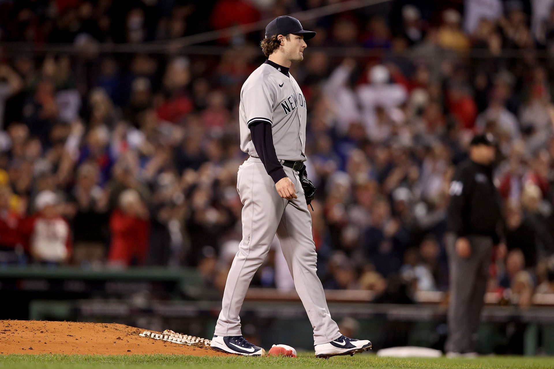 Gerrit Cole pitching during the Wild Card Round - Yankees v Boston Red Sox