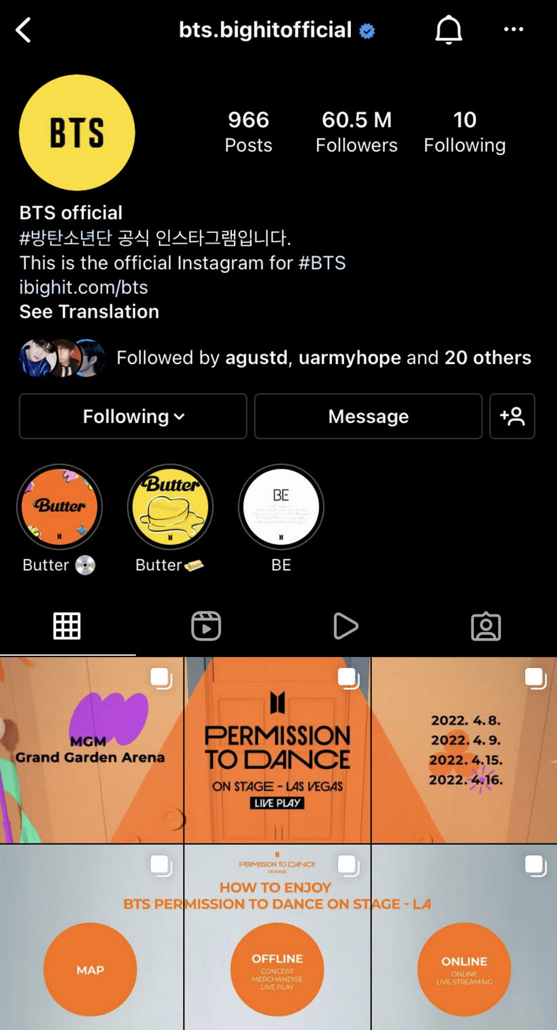 Official Instagram account of the K-pop boy group (Image via Instagram/@bts.bighitofficial)