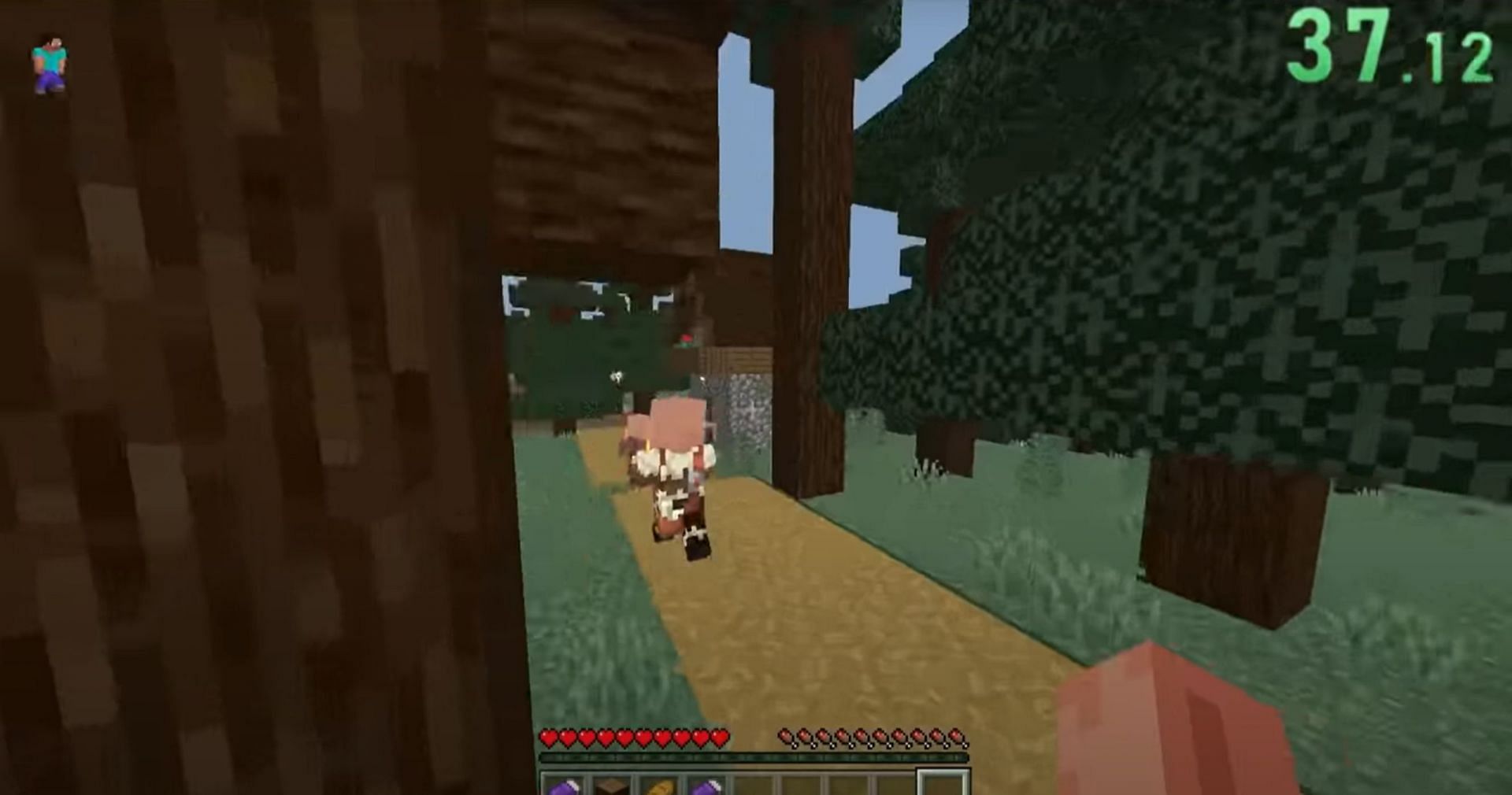 A first taiga village prepares players with the gear they need to get to the Nether quickly (Image via Kobra/Youtube)