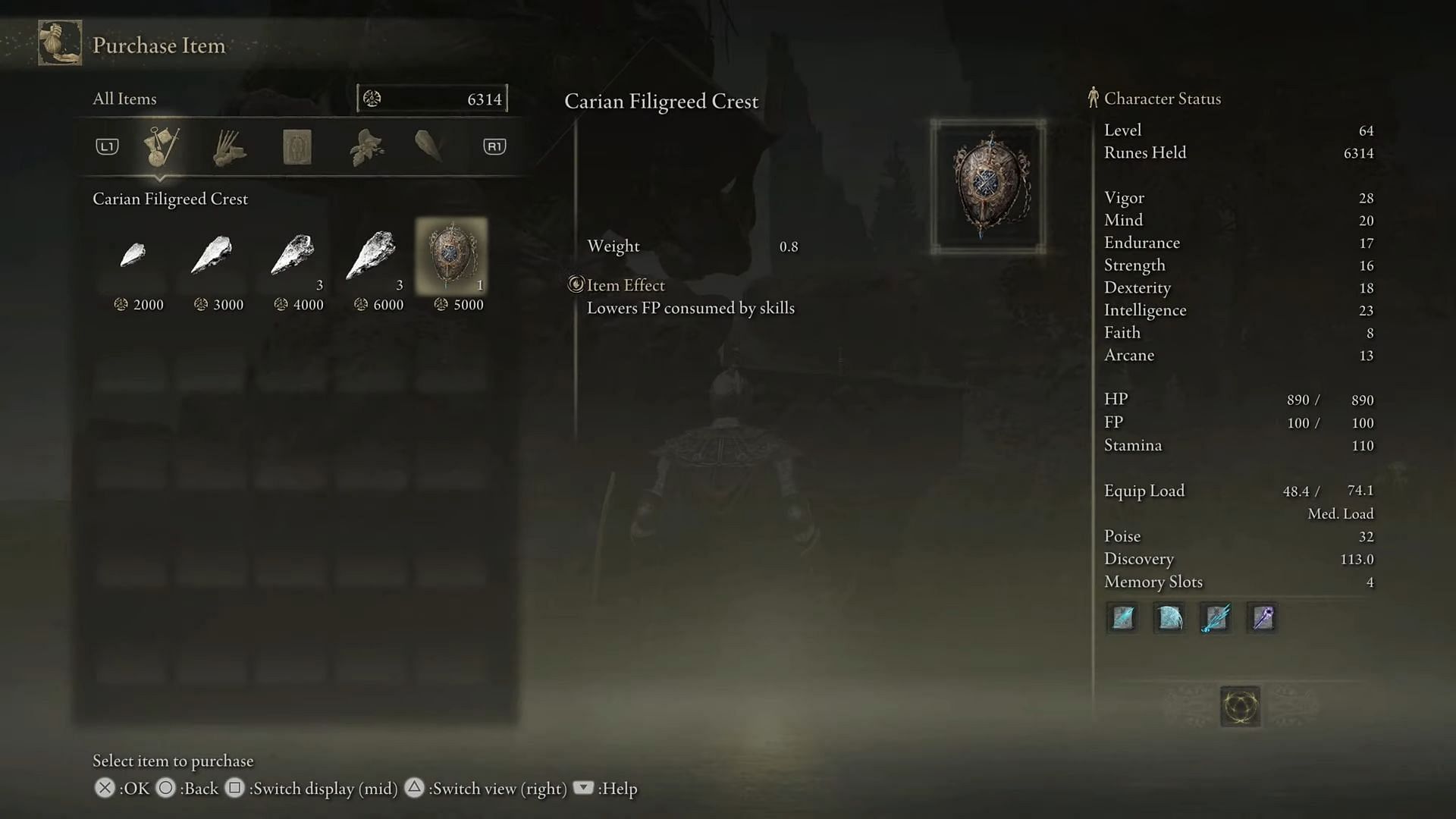 Carian Filigreed Crest is great for players who love to spam ashes of war (Image via EternityInGaming/Youtube)