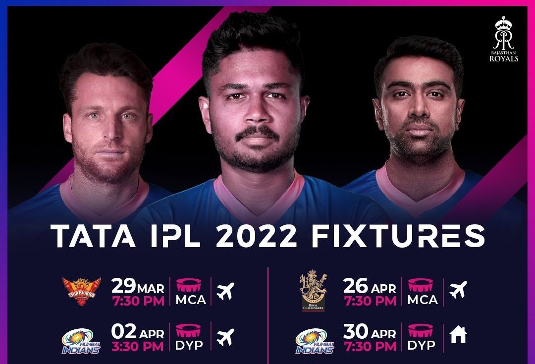 RR Match Schedule 2022: Rajasthan Royals Full Schedule & Time Table for IPL 2022