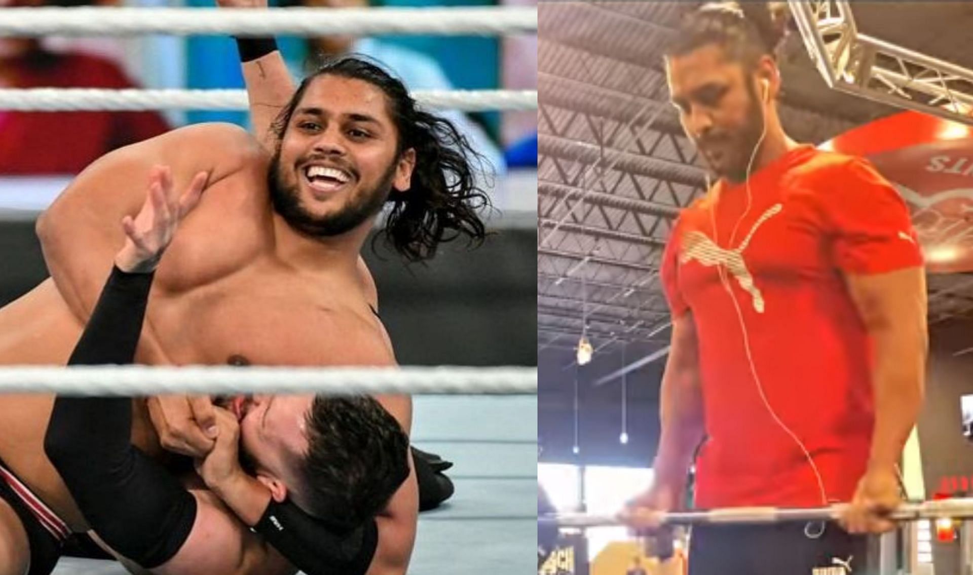 WWE के भारतीय सुपरस्टार गुरु राज वर्कआउट करते हुए 