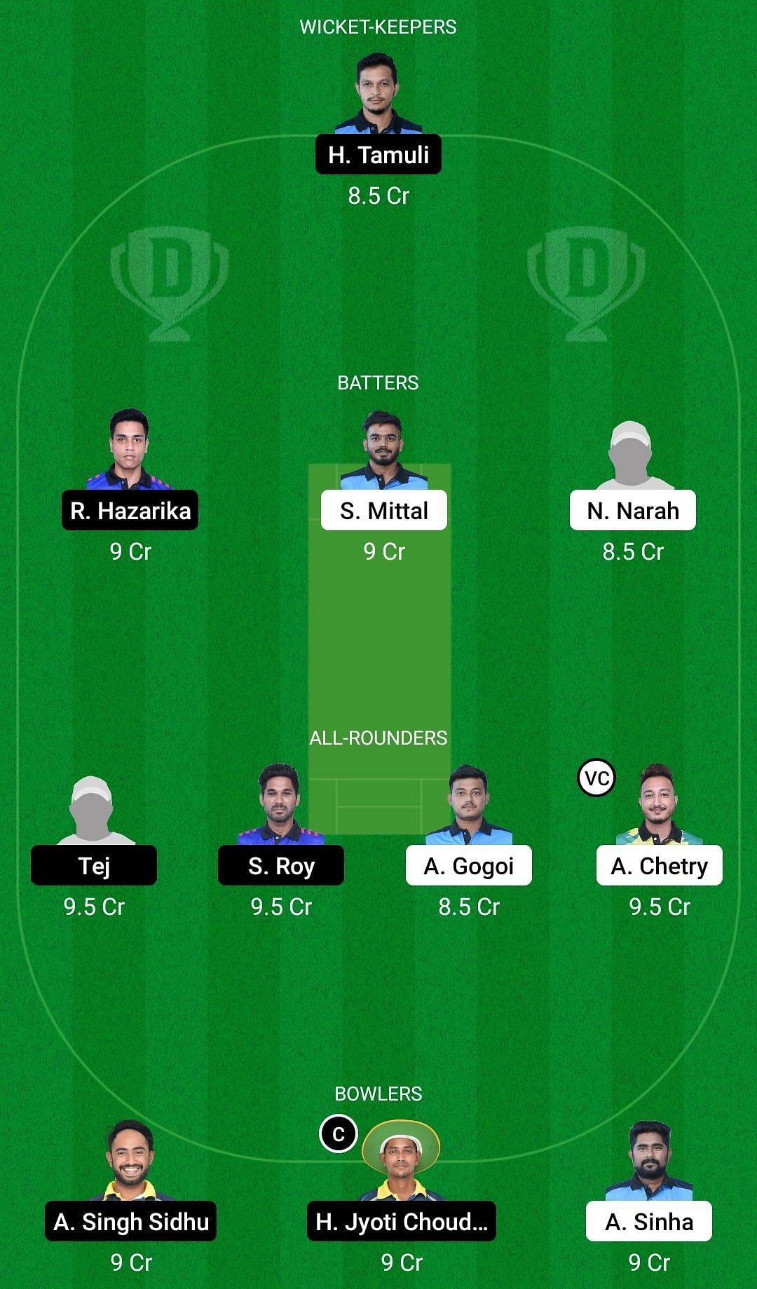 Dream11 Team for Tinsukia Town Club vs City Cricket Club - Assam Premier Club T20 Championship 2022.