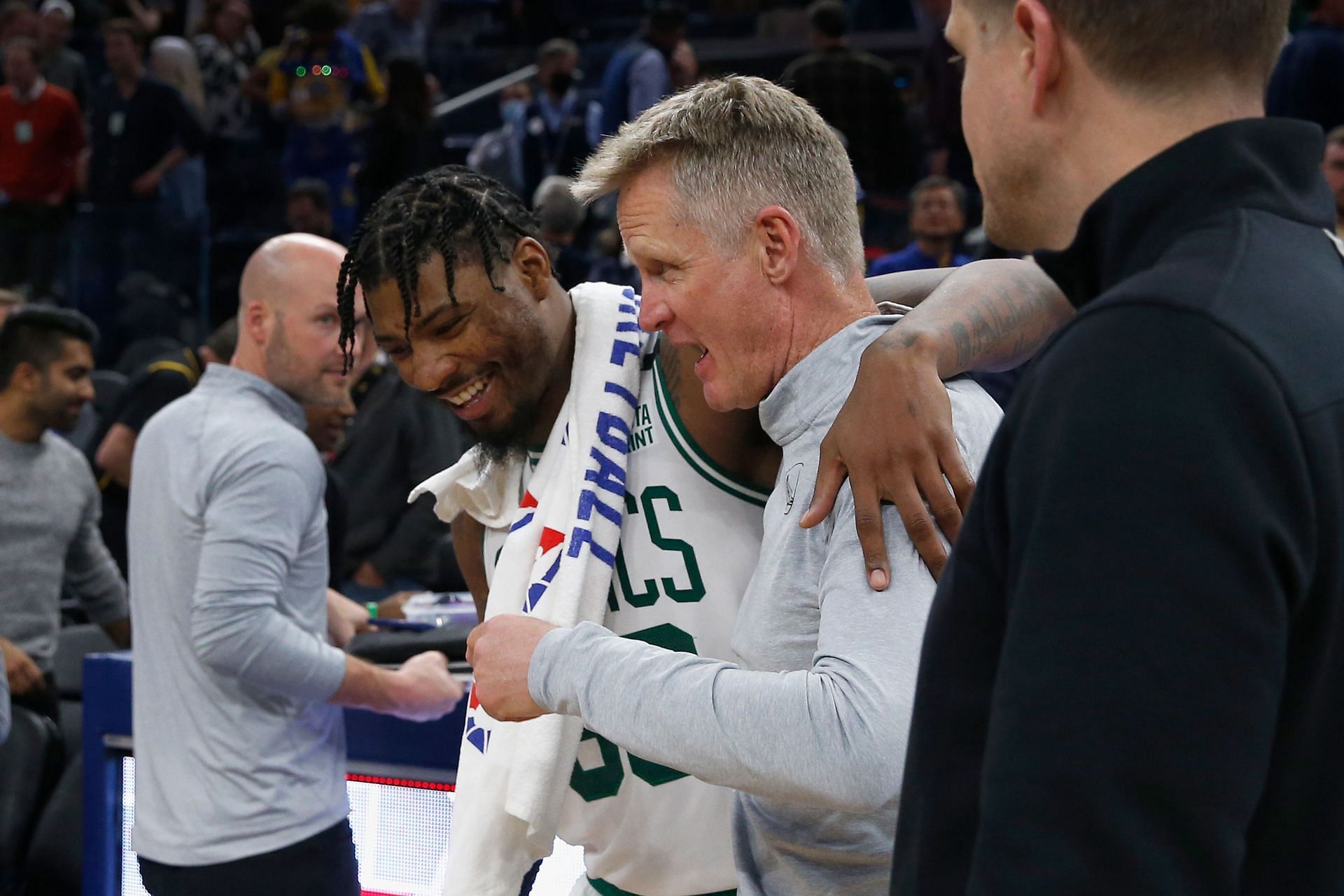 Marcus Smart sets things straight with Golden State Warriors head coach Steve Kerr