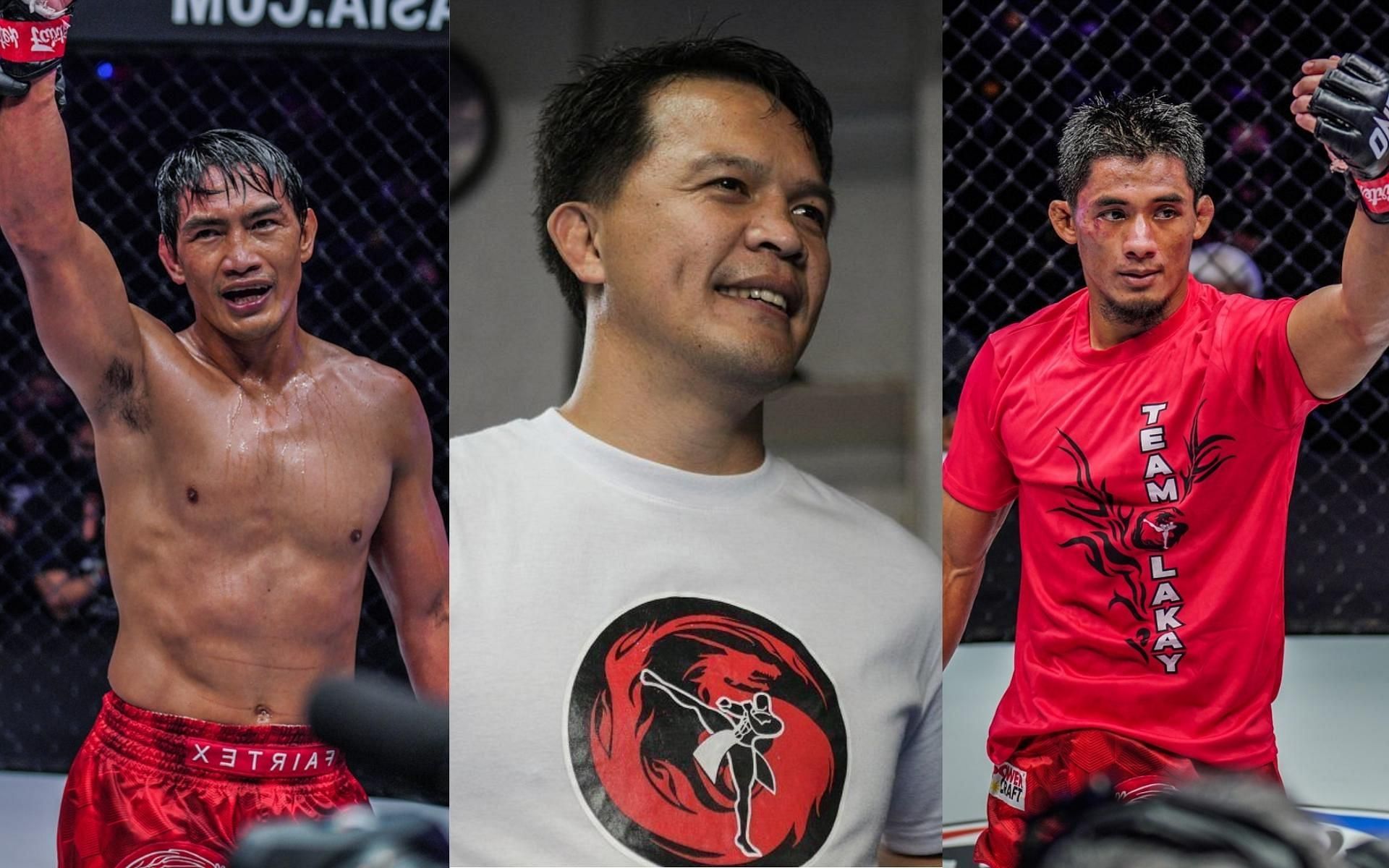 Team Lakay head coach and founder Mark Sangiao (middle) makes an assessment of his team&#039;s performances at ONE X. (Images courtesy of ONE Championship)