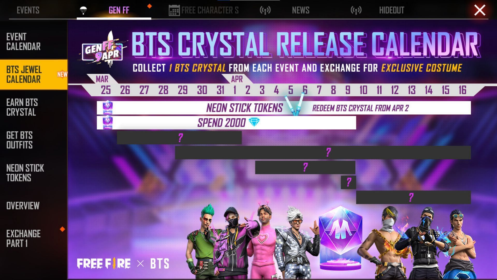 Two ways to get the BTS Crystal are revealed (Image via Garena)