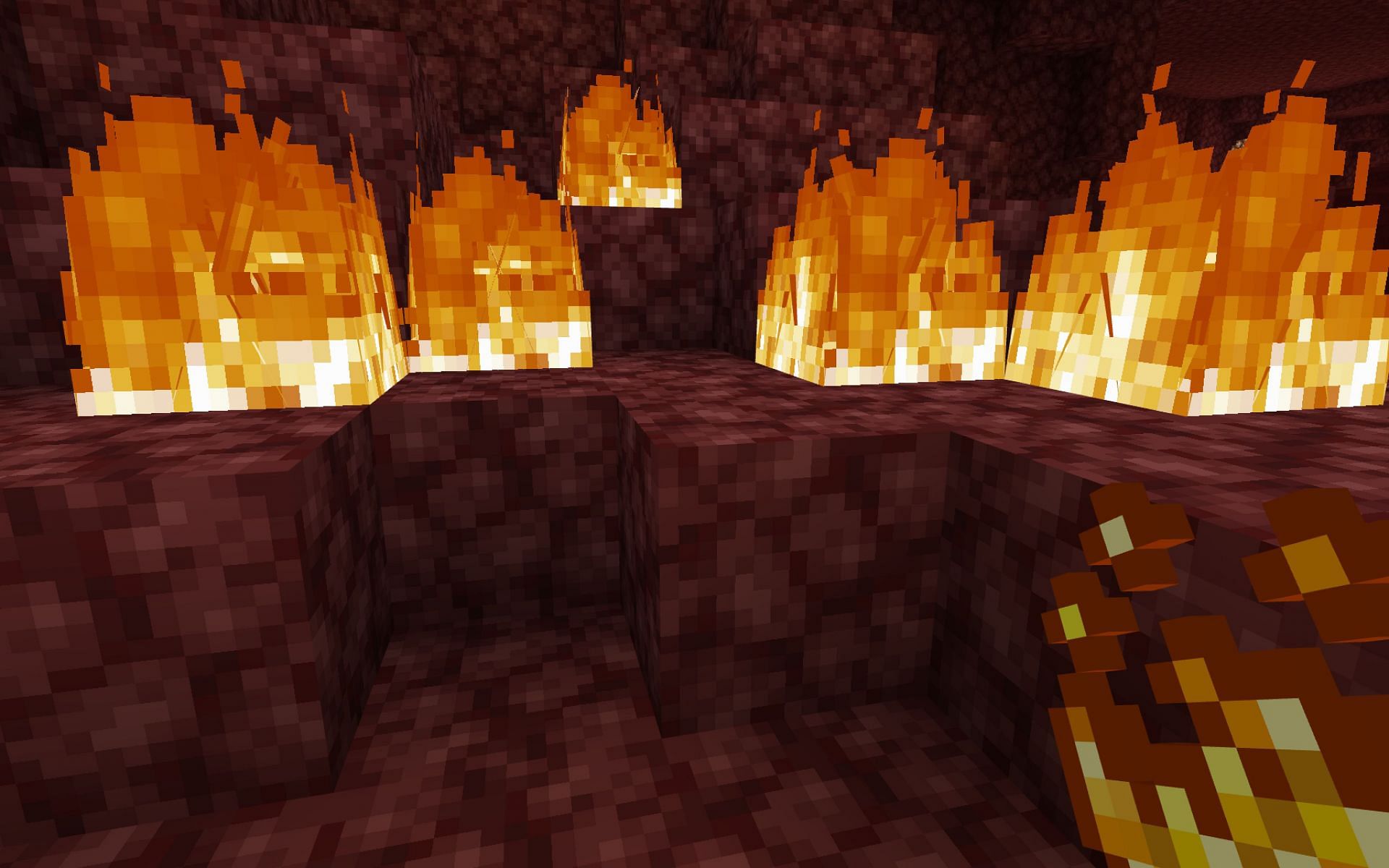 Players can find blazes being spawned at nether fortresses in the Nether (Image via Minecraft)