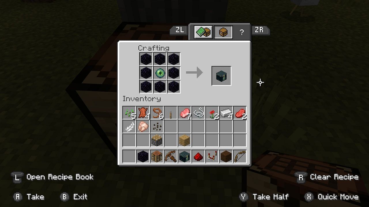 Players can craft an ender chest with 8 obsidian and an eye of ender (Image via Minecraft)