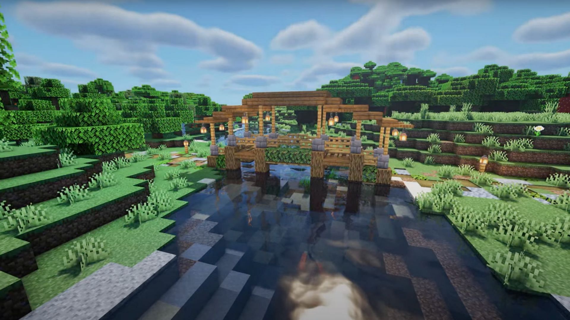 This simple covered bridge design is not complex but does a lot with a few different materials to make an amazing looking bridge (Image via Melthie/YouTube)