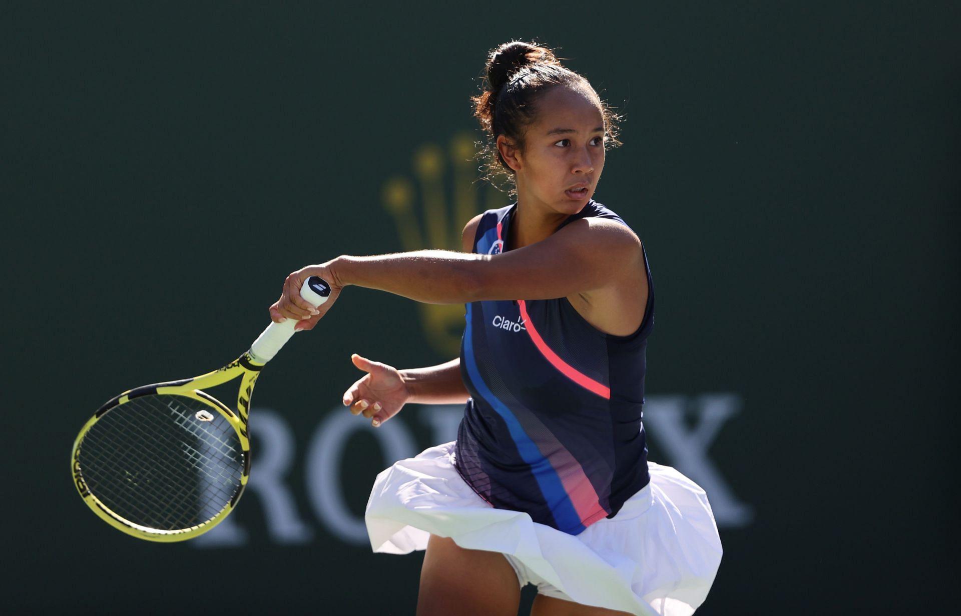 Leylah Fernandez at the 2021 BNP Paribas Open.