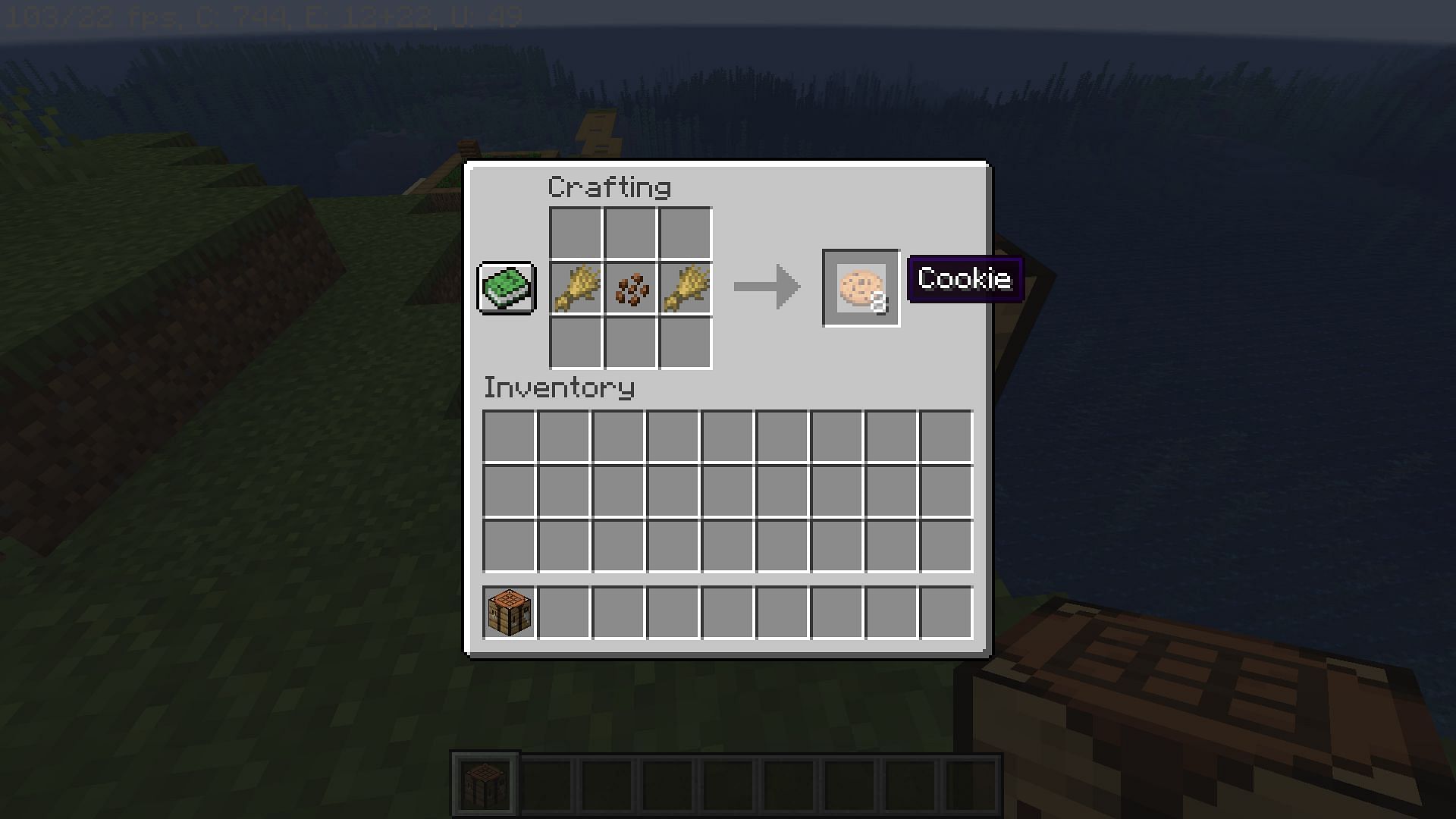 Cookie crafting recipe (Image via Mojang)