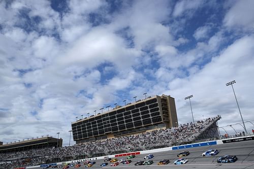 Cars running during the NASCAR Cup Series Folds of Honor QuikTrip 500 at Atlanta Motor Speedway.