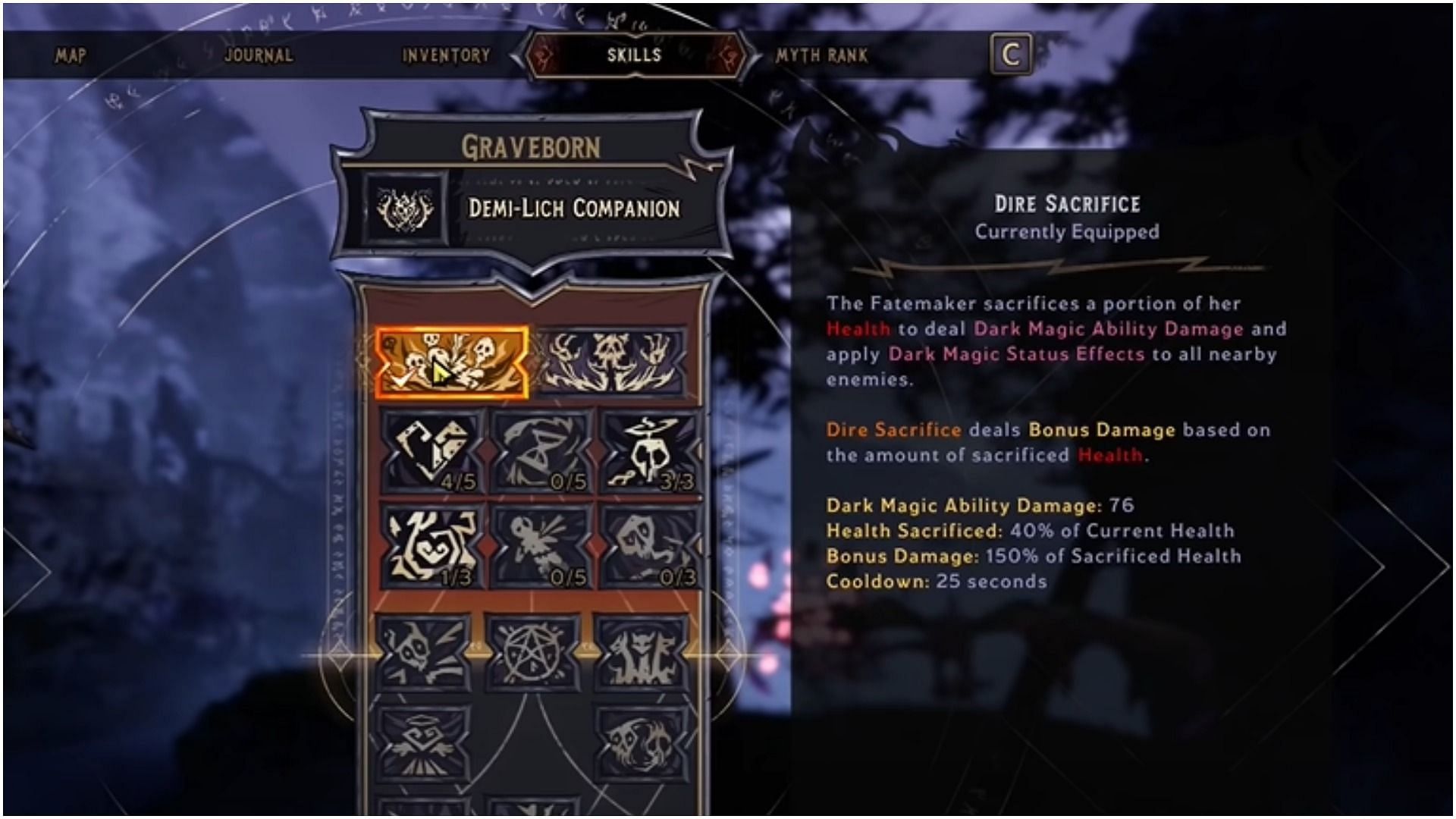 This skill spends 40% of the user&#039;s health to generate an AoE explosion of dark elemental damage (Image via Joltzdude139/YouTube)