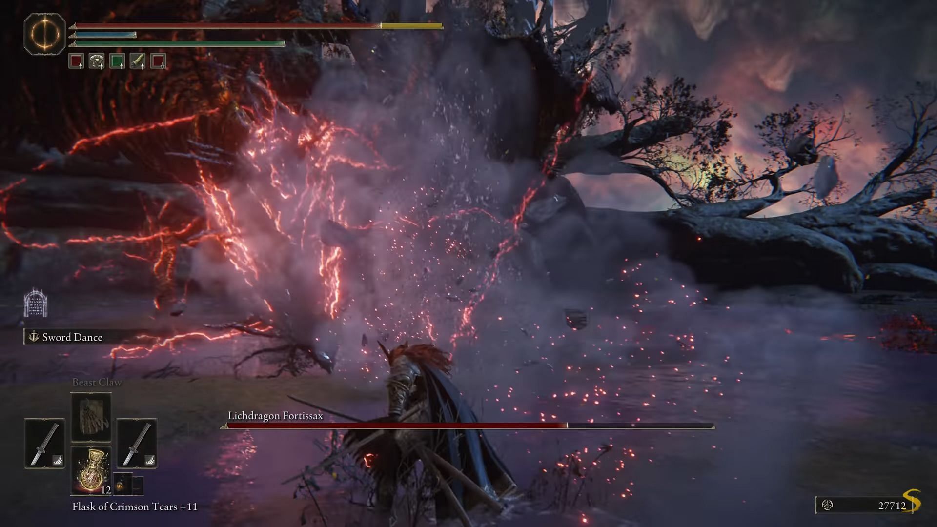 The fight against Lichdragon Fortissax is definitely one of the best dragon fights in all of Soulsborne (Image via Shirrako/Youtube)