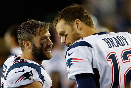 New England Patriots Julian Edelman and Tom Brady.