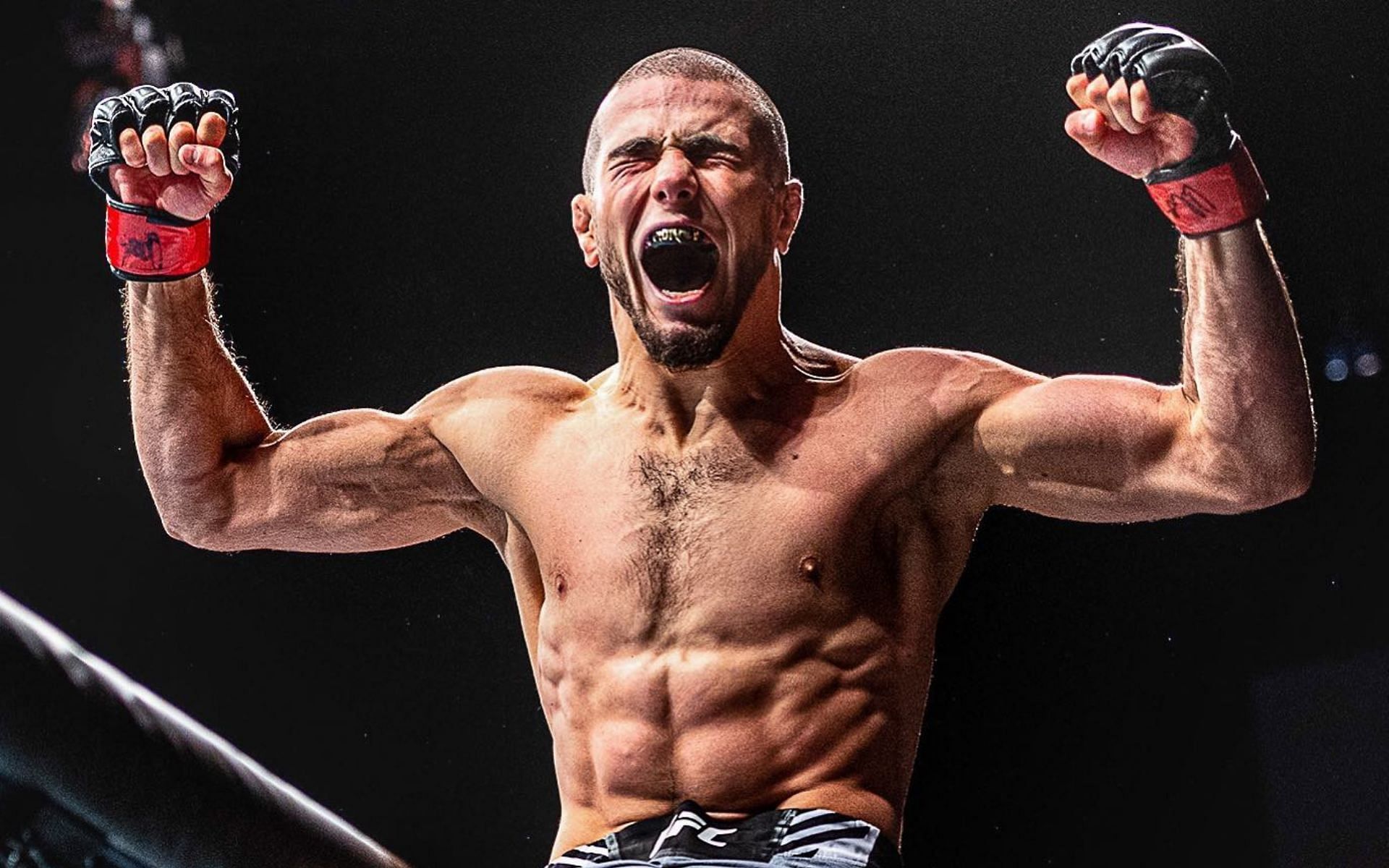Muhammad Mokaev celebrating his win at UFC London (photo from his Instagram page)