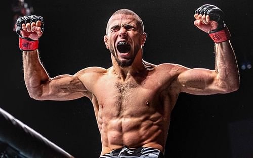 Muhammad Mokaev celebrating his win at UFC London (photo from his Instagram page)